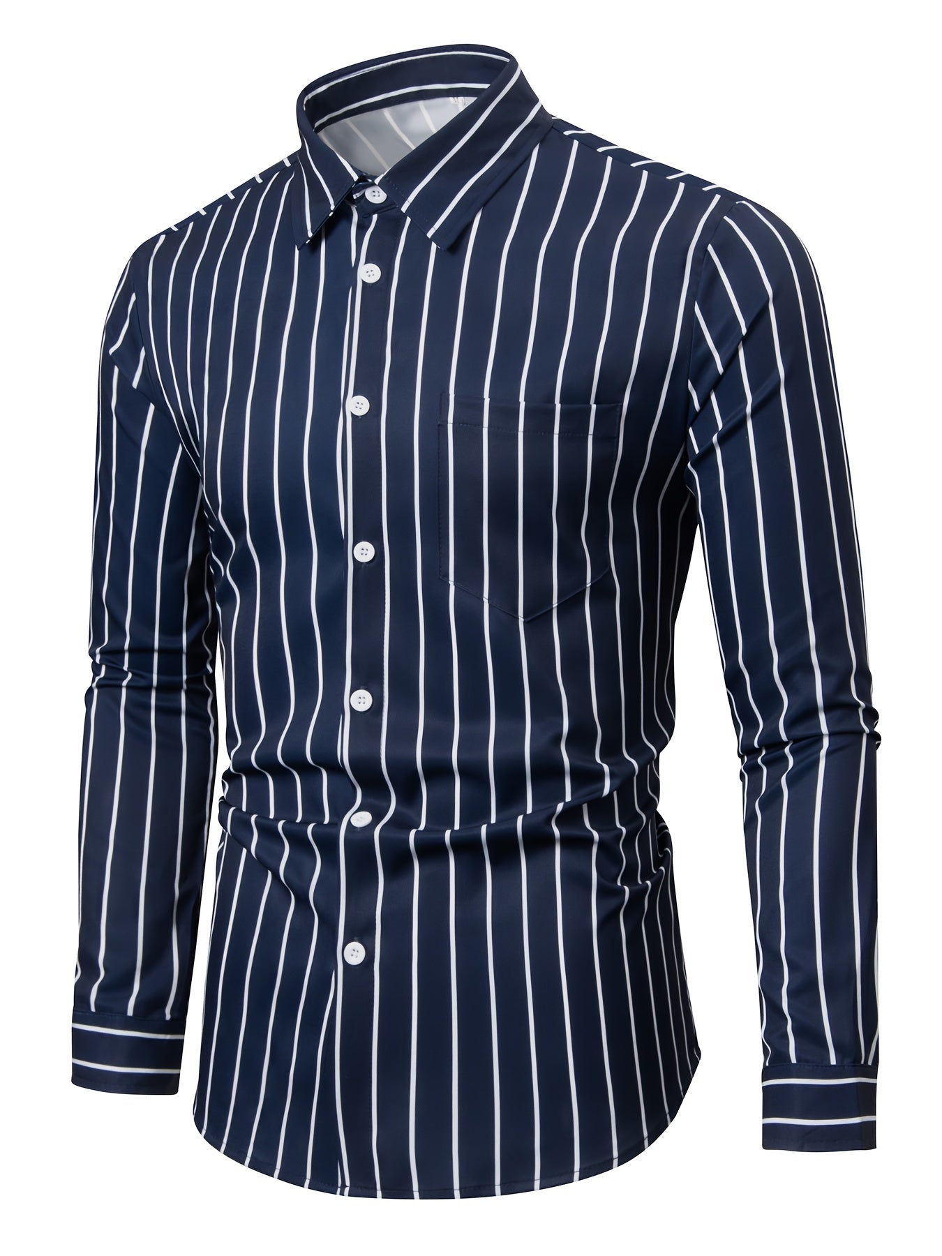 Stripe Pattern Men's Long Sleeve Shirt For Summer Autumn
