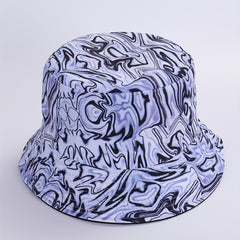 Grey Stripe Print Bucket Hat Tie Dye Reversible Fisherman Cap
