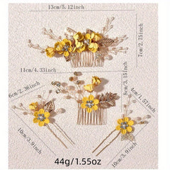 Faux Pearl Hair Comb Floral U-shaped Hairpin Hair Accessories Women