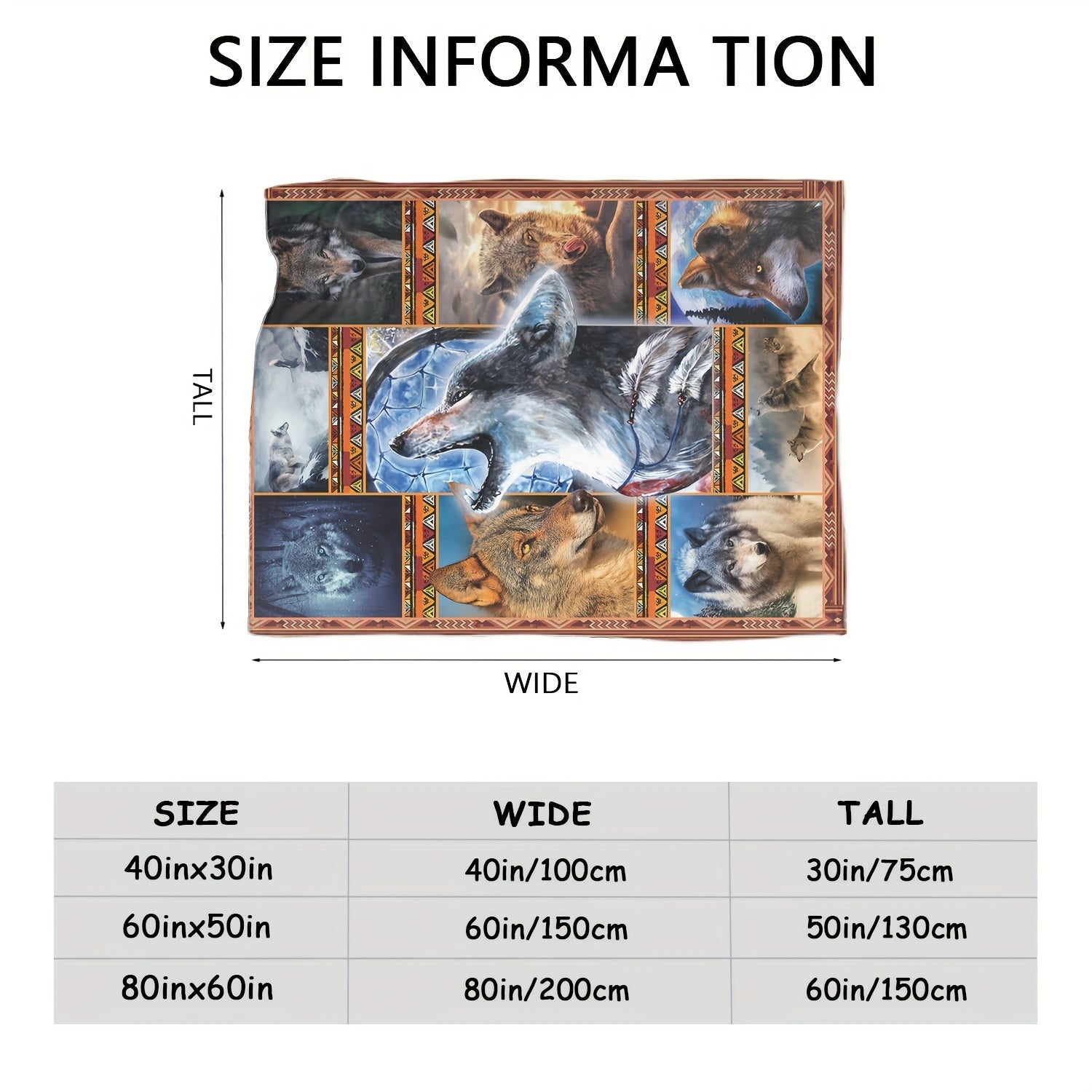 Outdoor Wolf Pack Blanket Camping Picnic Sofa Bedroom