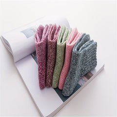 5 Pairs Warm & Comfy Mid Tube Socks Solid Thickened Stockings Women's Hosiery