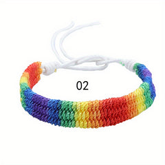 Bohemian Rainbow Hand Woven Bracelets Adjustable LGBT Pride Wristband