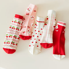 Cute Cherry Rabbit Pattern Girls Socks For Autumn Winter
