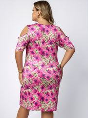 Satin Floral Print Cold Shoulder Nightdress