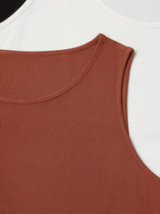 3 Pack Plus Size Basic Tank Top Women's Plus Ribbed Plain Round Neck