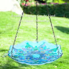 Glass Hanging Bird Bath for Outdoor Garden Decor Yard Hummingbird Fall Decor