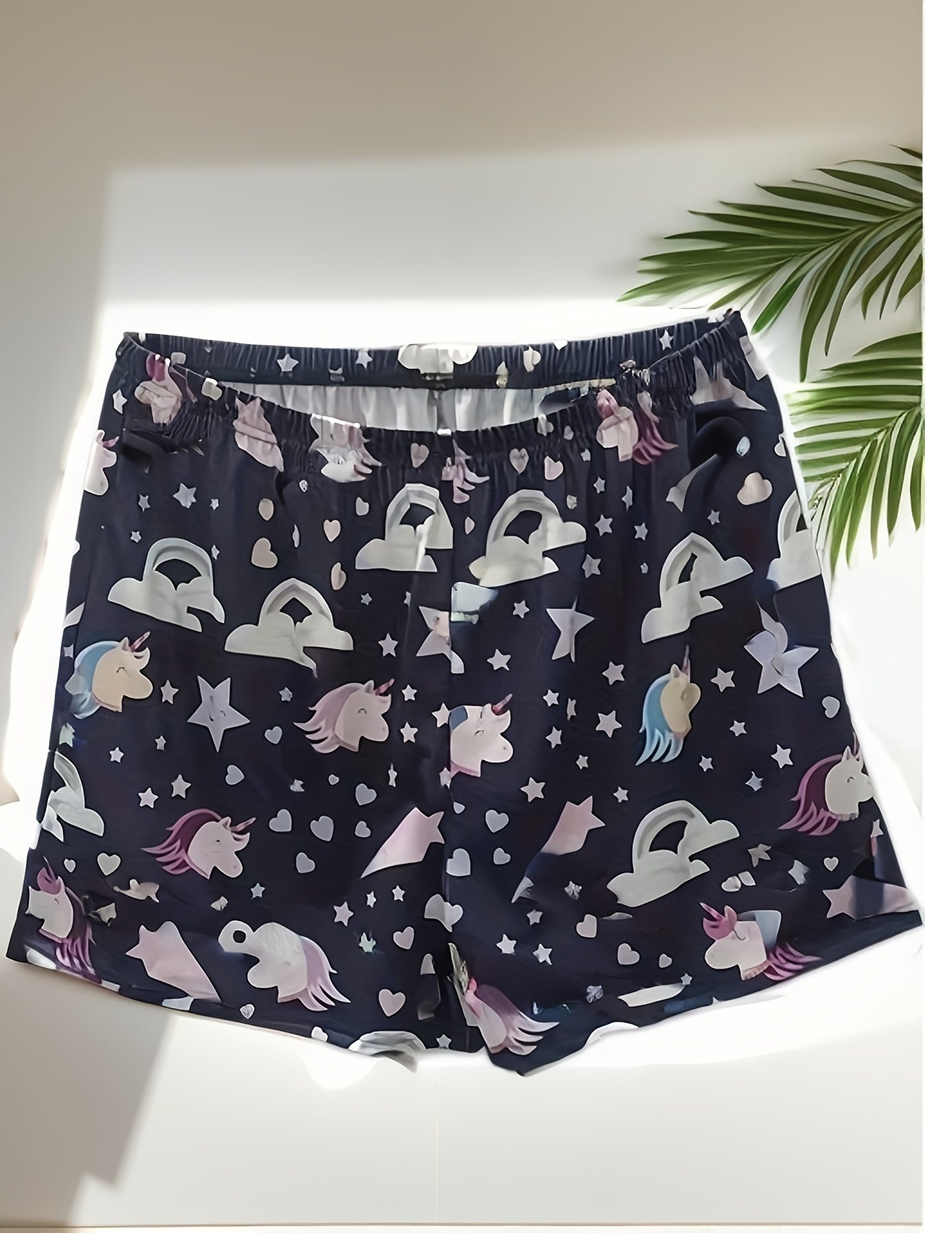 Sports Shorts Women's Heart Print Elastic Waist Loose Running Yoga Sho