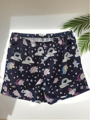 Sports Shorts Women's Heart Print Elastic Waist Loose Running Yoga Sho