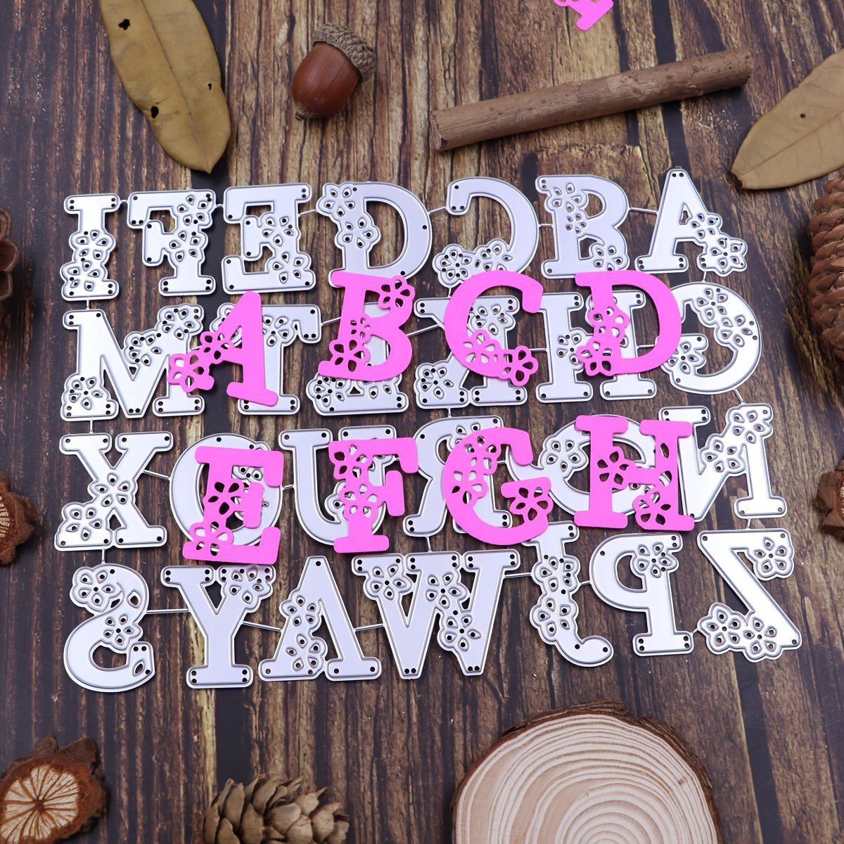 Floral Alphabets Numbers Cutting Die for DIY Craft