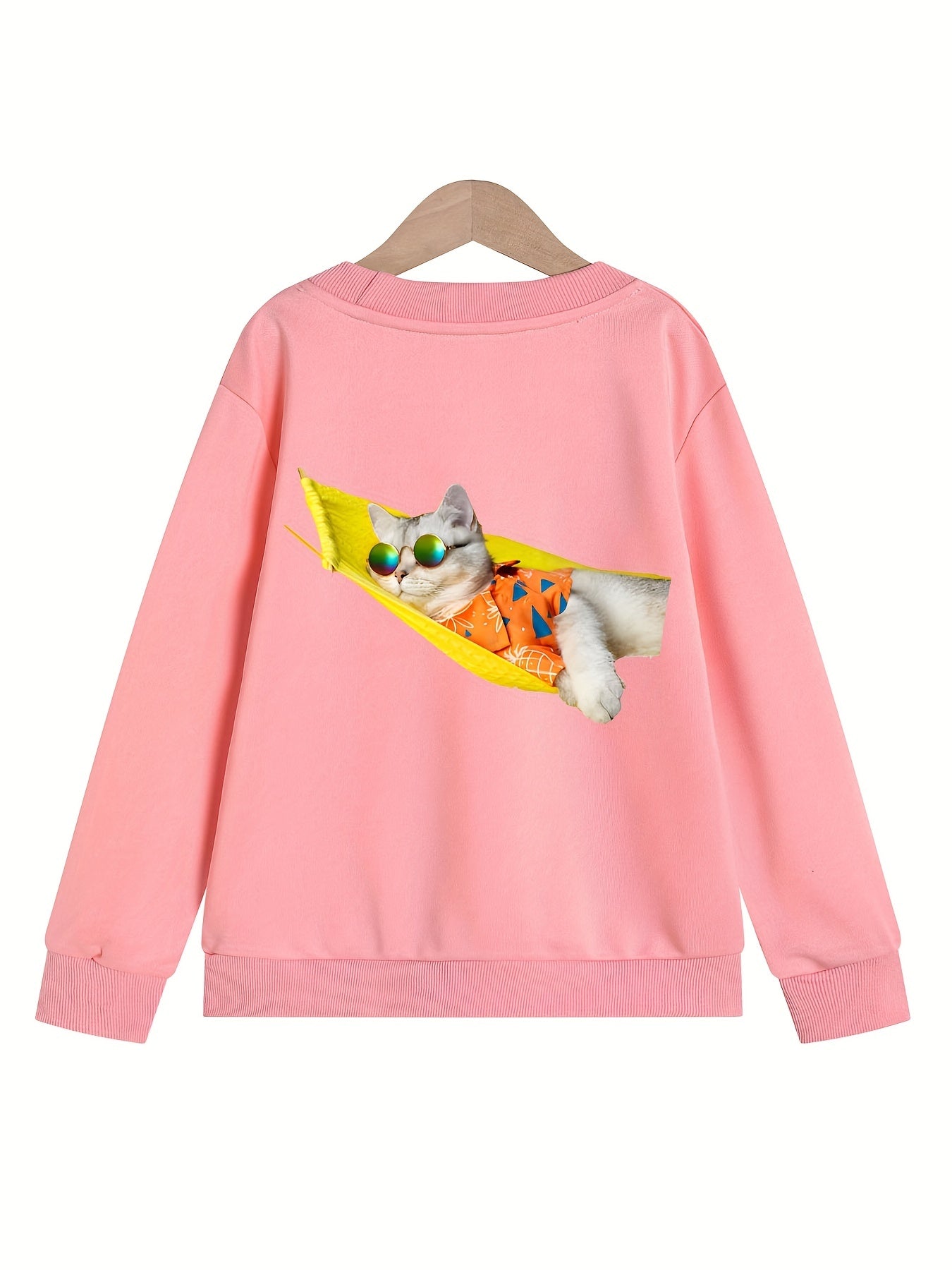 Leisure Cat Graphics Girls' Sweatshirt Pullovers For Fall Winter