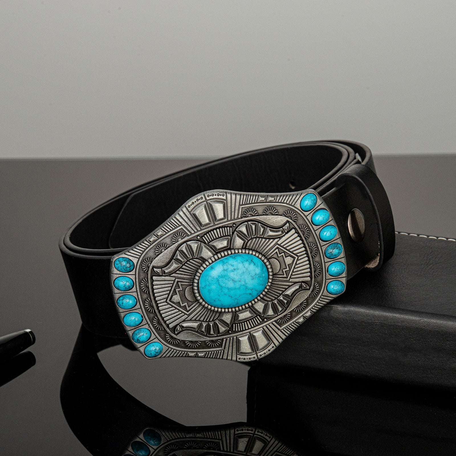 Royal Artificial Diamond Large Buckle Men's Belt