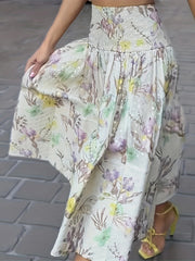 Floral Print High Rise Pleated Maxi Skirt