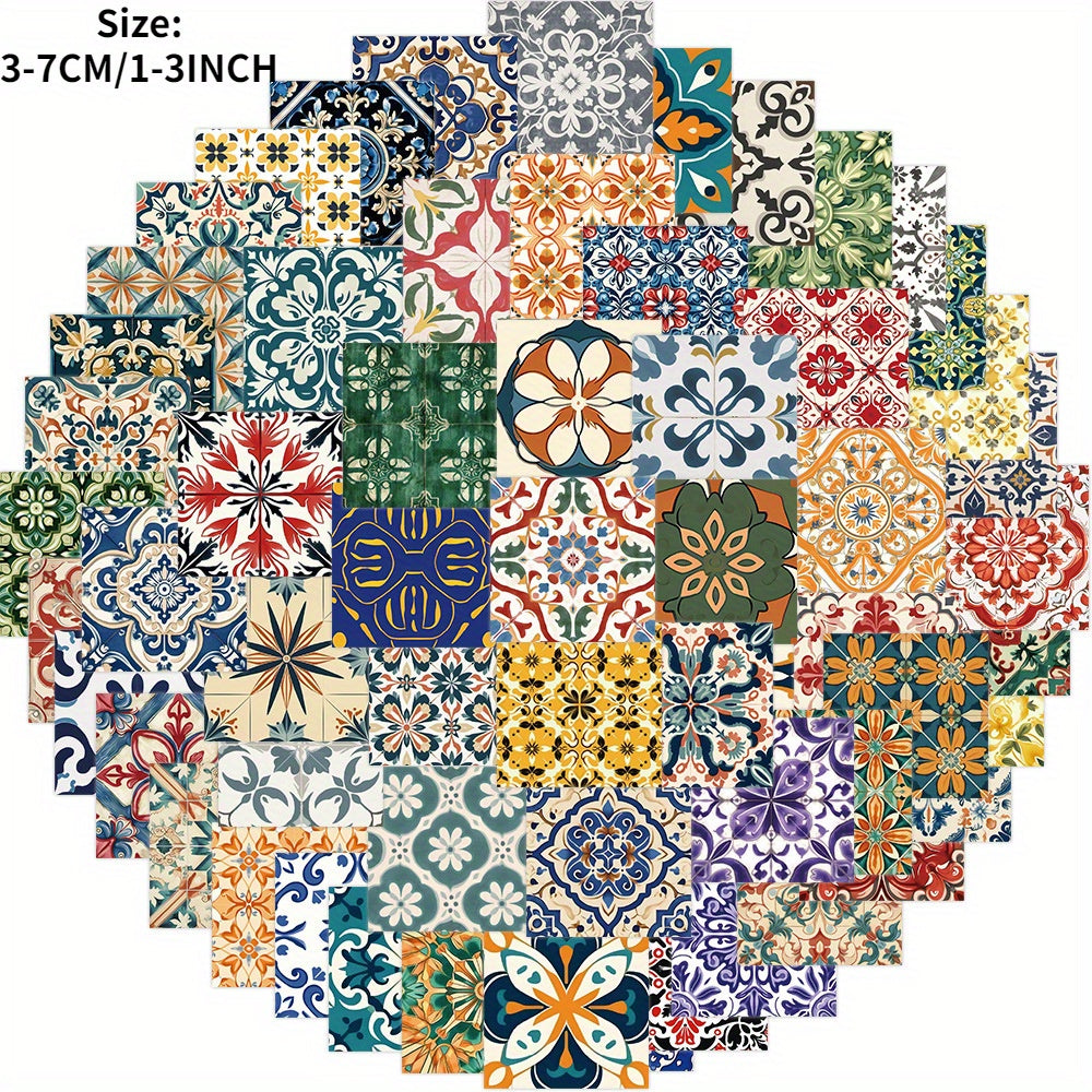 62pcs Cartoon Retro Tile Graffiti Sticker Series Waterproof Sticker