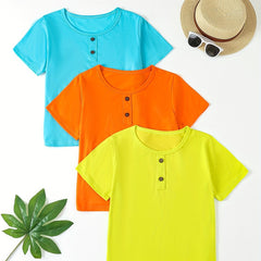 3pcs Kids Short Sleeve T-shirt Set for Spring Summer Activities