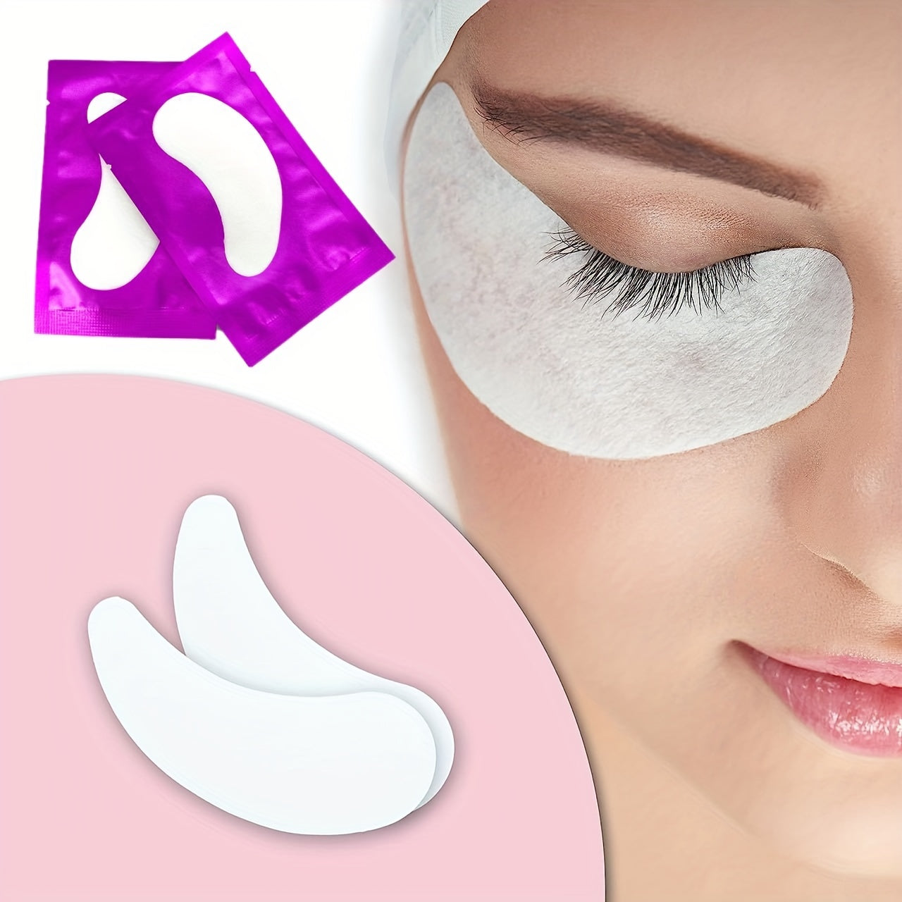 50 Pairs Under Eye Pads Purple Eyelash Brush Eye Patch For Beauty Salon