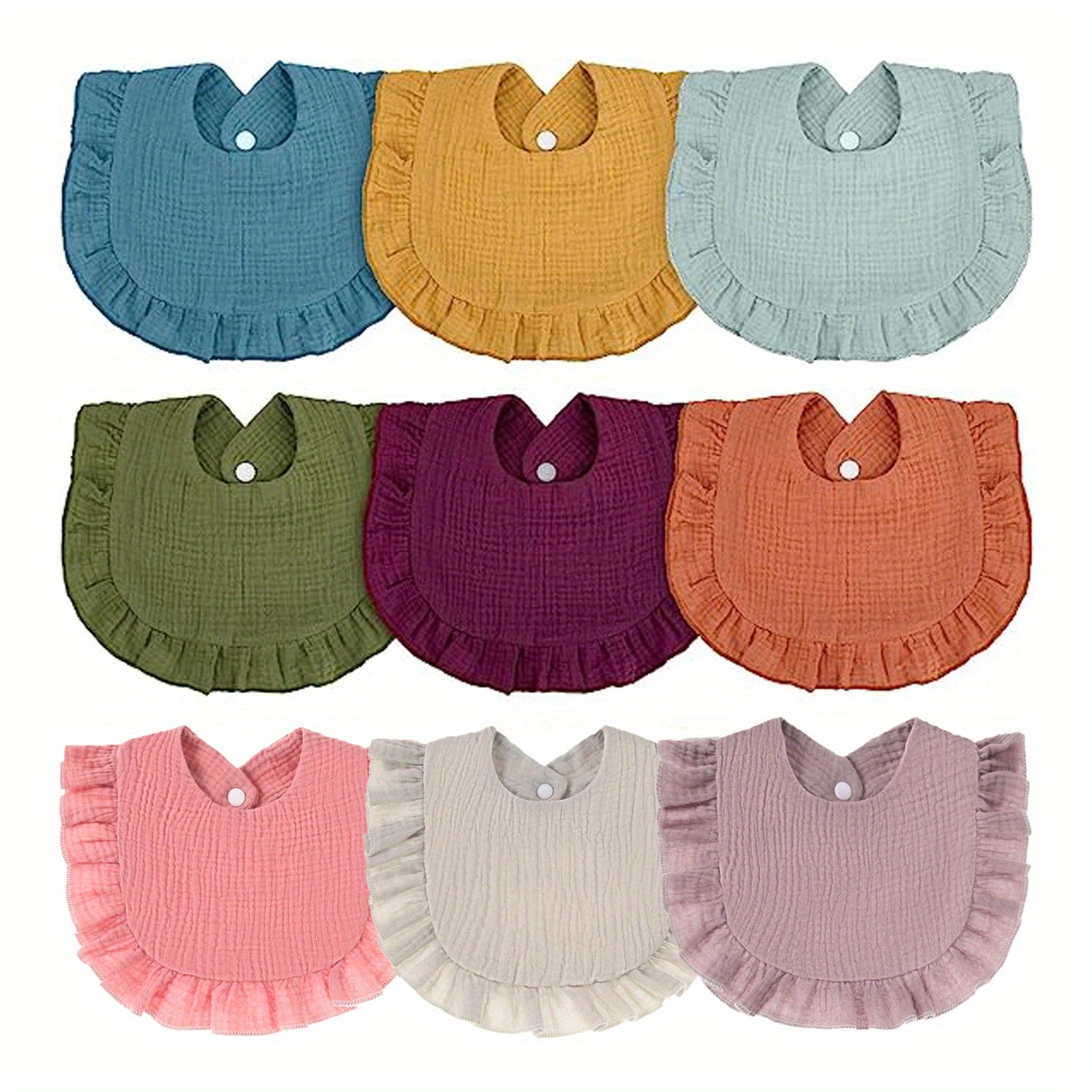 9pcs Baby Muslin Bibs Drool Bandana Soft Adjustable Bibs For Newborn