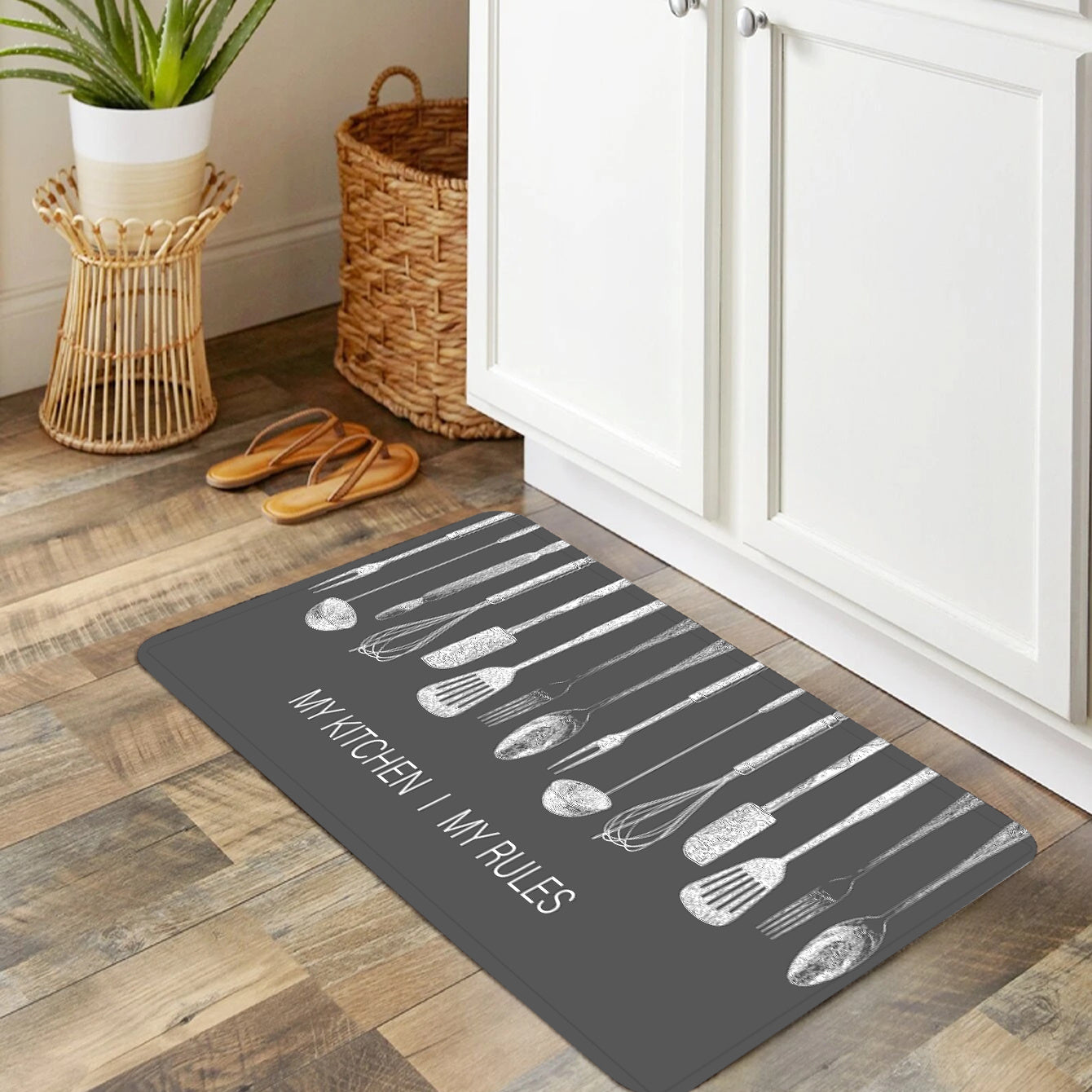 Spatula & Letter Kitchen Rug Waterproof Mat