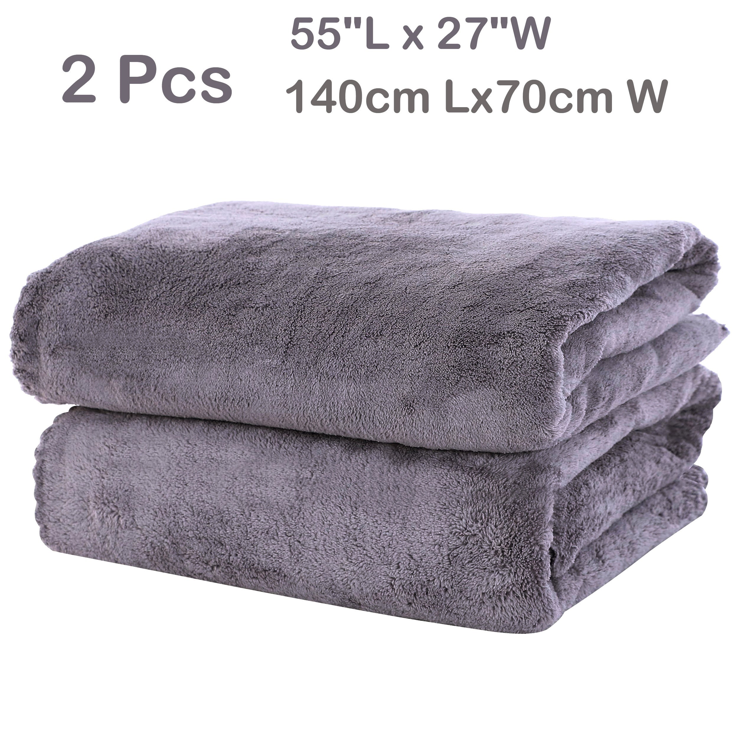 2pcs Bath Towel Set Coral Velvet Highly Absorbent Towels Solid Bath Sheet