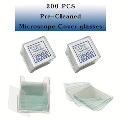 100 Pre-Cleaned Microscope Slides & 200 Cover Glasses Bundle
