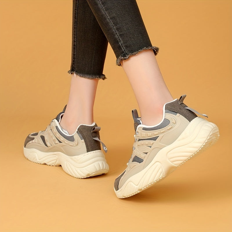 Women's Colorblock Platform Sneakers Height Increasing Sports Shoes