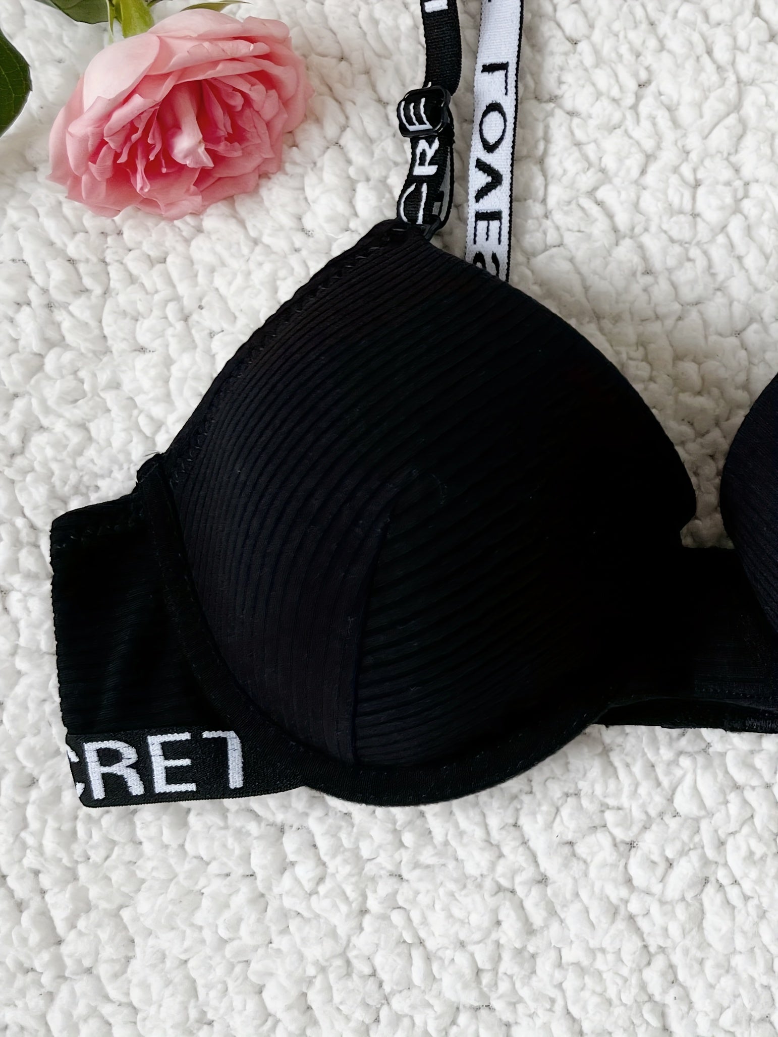 Letter Print Push Up Bra Breathable Adjustable Women's Lingerie