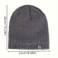 Men's Fleece-Lined Knitted Cap for Autumn/Winter