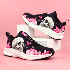 Skull & Rose Pattern High-Tech Sneakers