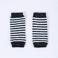 Striped Knitted Short Gloves with Rhinestone Decor