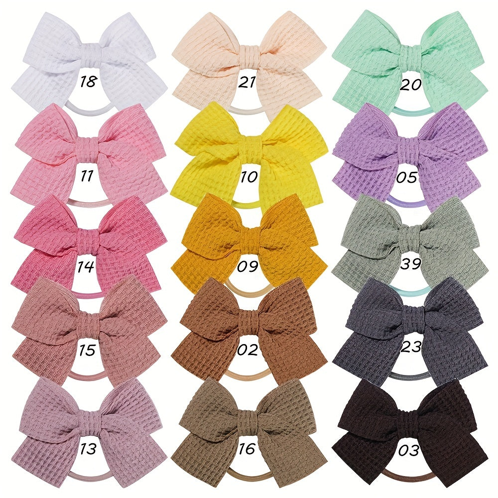 15pcs Plain Bow Hair Ties For Girls Hair Bands Kids Accessories