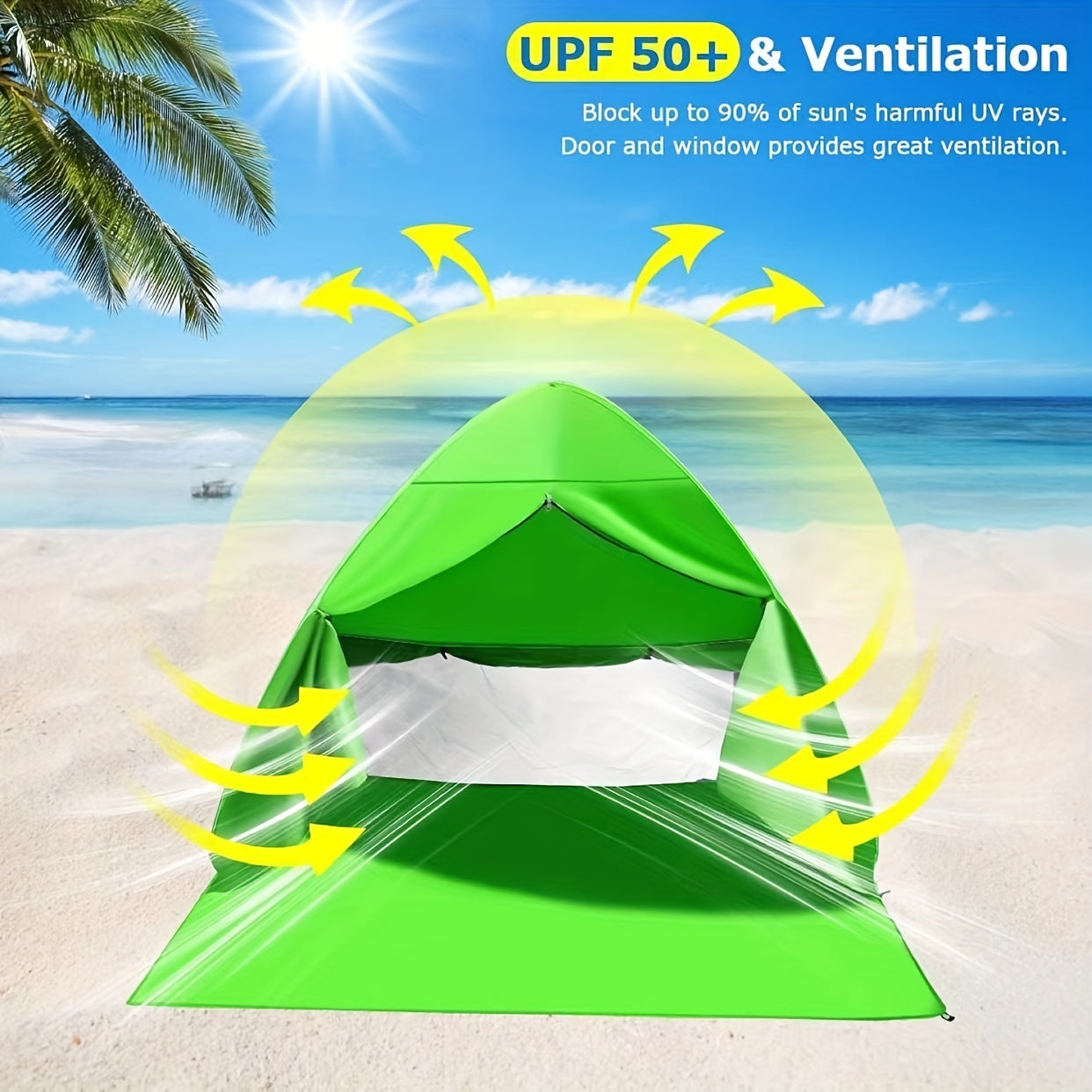 Portable Beach Tent UPF 50 UV Protection Lightweight Canopy