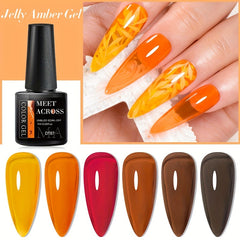 Jelly Amber Cat Eye Gel Nail Polish Rainbow Holographic