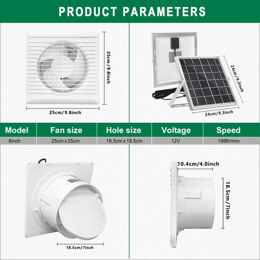 Household Ventilator Fan with Solar Panel