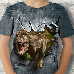 Boys' Dino Graphic Novel T Shirt, 3D Print Tee