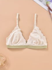 Lace Wireless Bra with Scalloped Trim - Comfortable Floral Lingerie