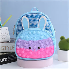 Kids Bunny Backpack Silicone Bubble Schoolbag