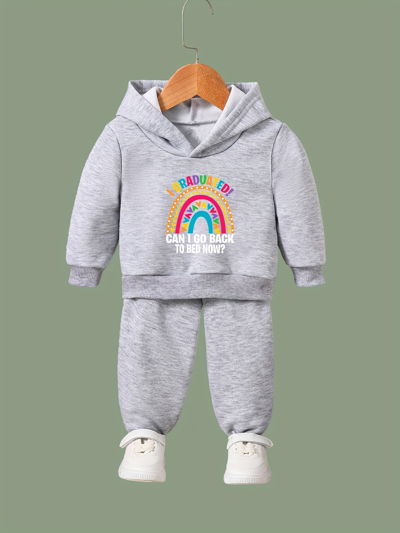 Girls Rainbow Hooded Sweatshirt & Sweatpants Set