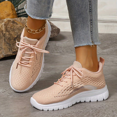 Solid Mesh Breathable Flying Woven Shoes Lightweight