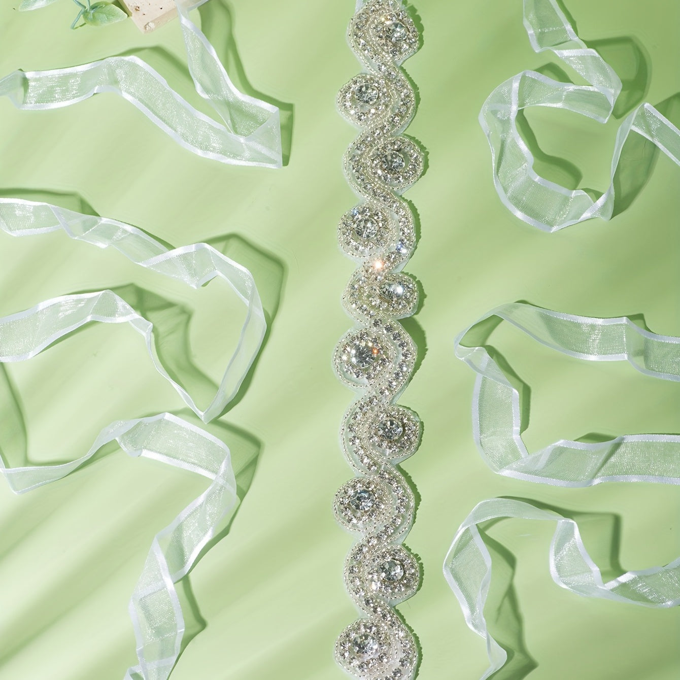 Rhinestone Mesh Ribbon Belt Bridal Wedding Belt