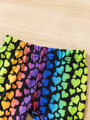 Toddler Girls Colorful Heart Graphic Elastic Waist Biker Shorts