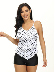Polka Dot Tankini Swimsuit & Ruffle Bathing Suit Top & Shorts Bottom