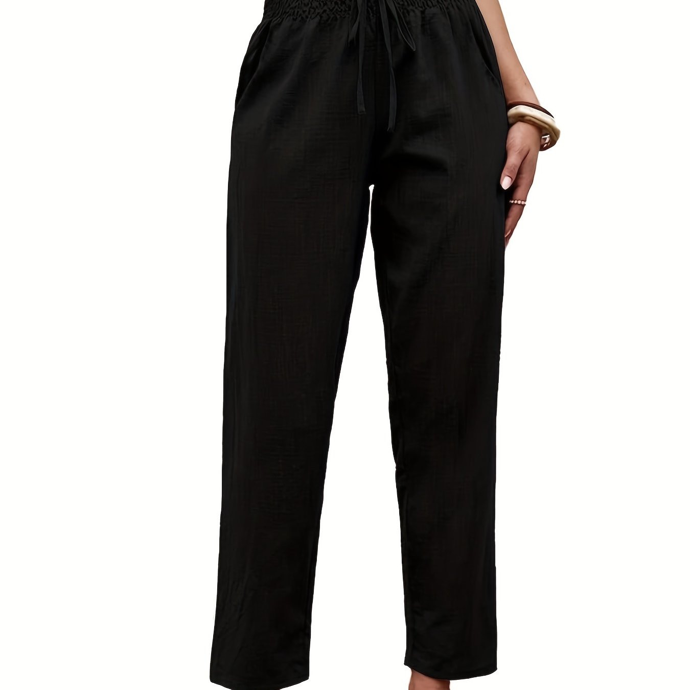 Drawstring High Waist Cropped Pants