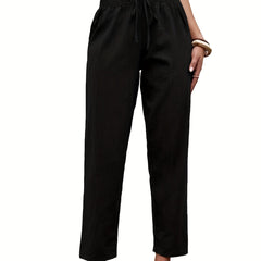 Drawstring High Waist Cropped Pants