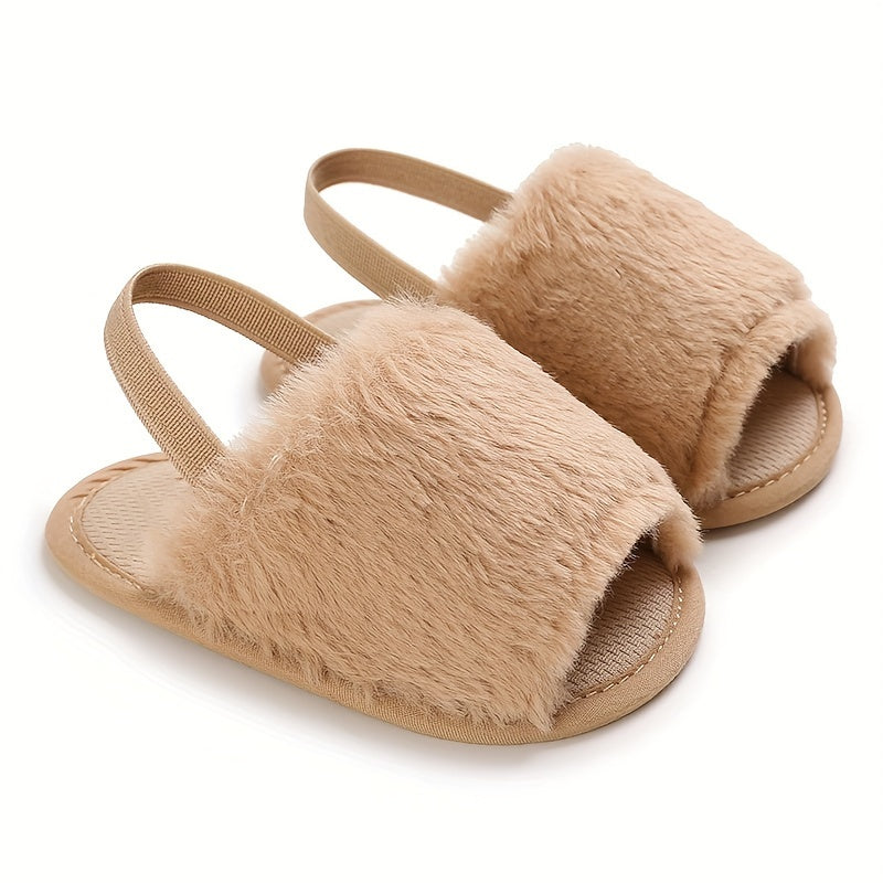 Furry Sandals Baby Girls Non-slip Walking Shoes Autumn Winter