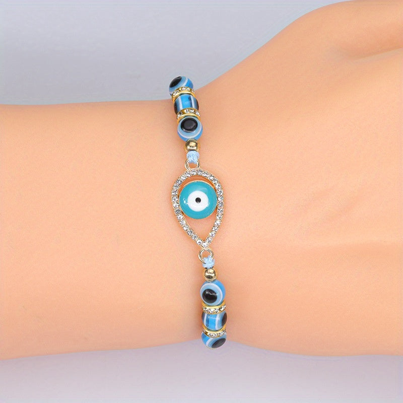 Adjustable Bracelet with Rhinestones & Beads - Perfect Gift for Women