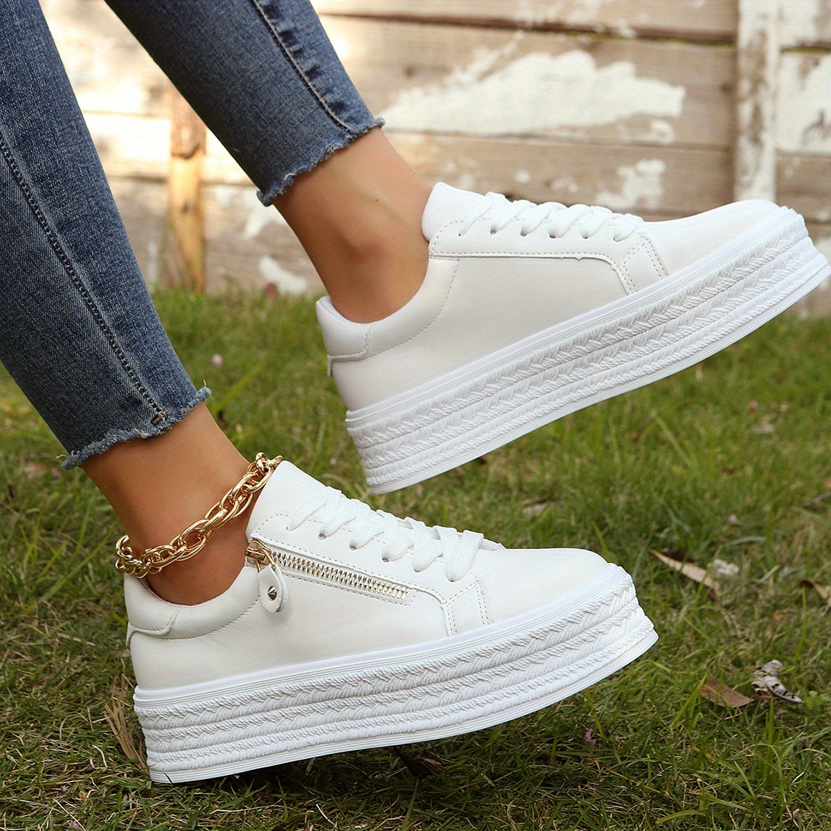 Women's Platform Skate Shoes Height Increasing Low Top Sneakers