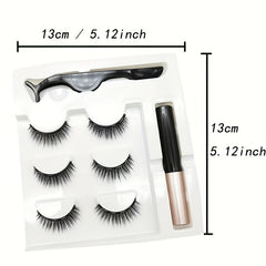 3 Pairs Magnetic Eyelashes 3D Mink Makeup Lashes Set Natural False Lashes