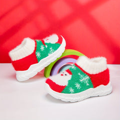 Girl's Christmas Style Slip On Sock Shoes Comfy Non Slip Thermal Sneakers