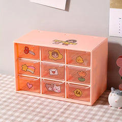 Plastic Desktop Drawer Organizer With 9 Cubes Storage Box Waterproof