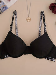 Letter Straps Push Up Bra Comfy & Breathable Intimates Bra