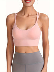 Sports Bra Women's Plus Solid Shockproof Crisscross Back Running Yoga